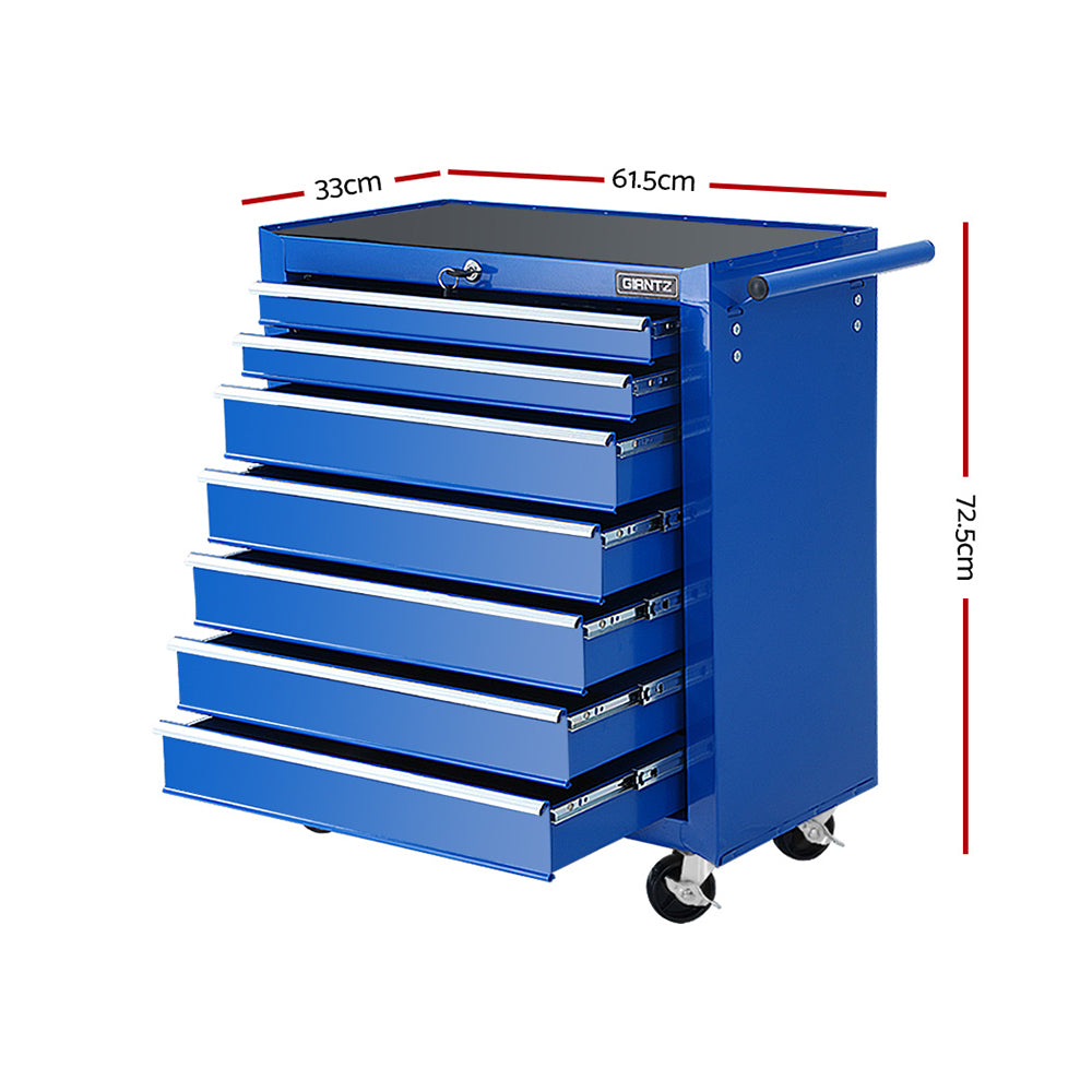 Giantz 7 Drawer Tool Box Cabinet Chest Trolley Storage Garage Toolbox Blue