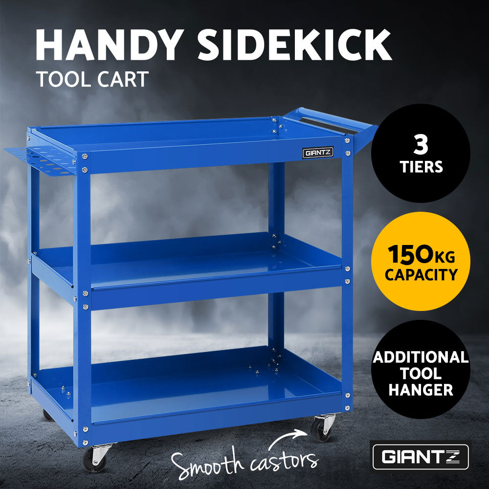 Giantz 3-Tier Tool Cart Trolley Workshop Garage Storage Organizer Blue