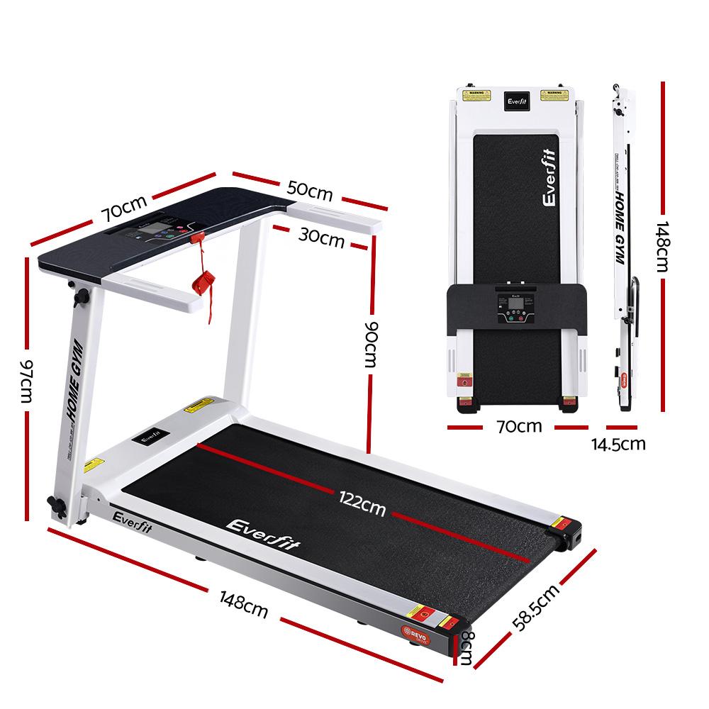 Everfit Treadmill Electric Home Gym Fitness Exercise Fully Foldable 420mm White