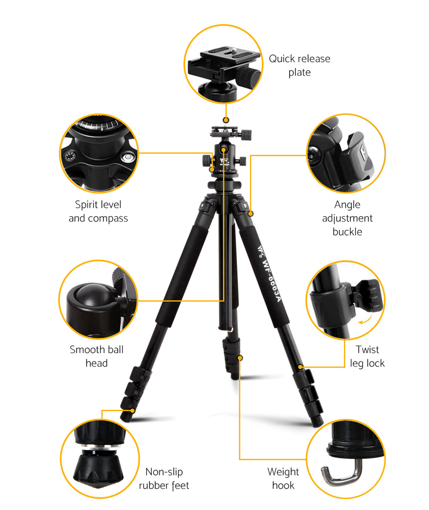 Weifeng Professional Camera Tripod Stand Mount DSLR Travel Adjustable 64-173cm