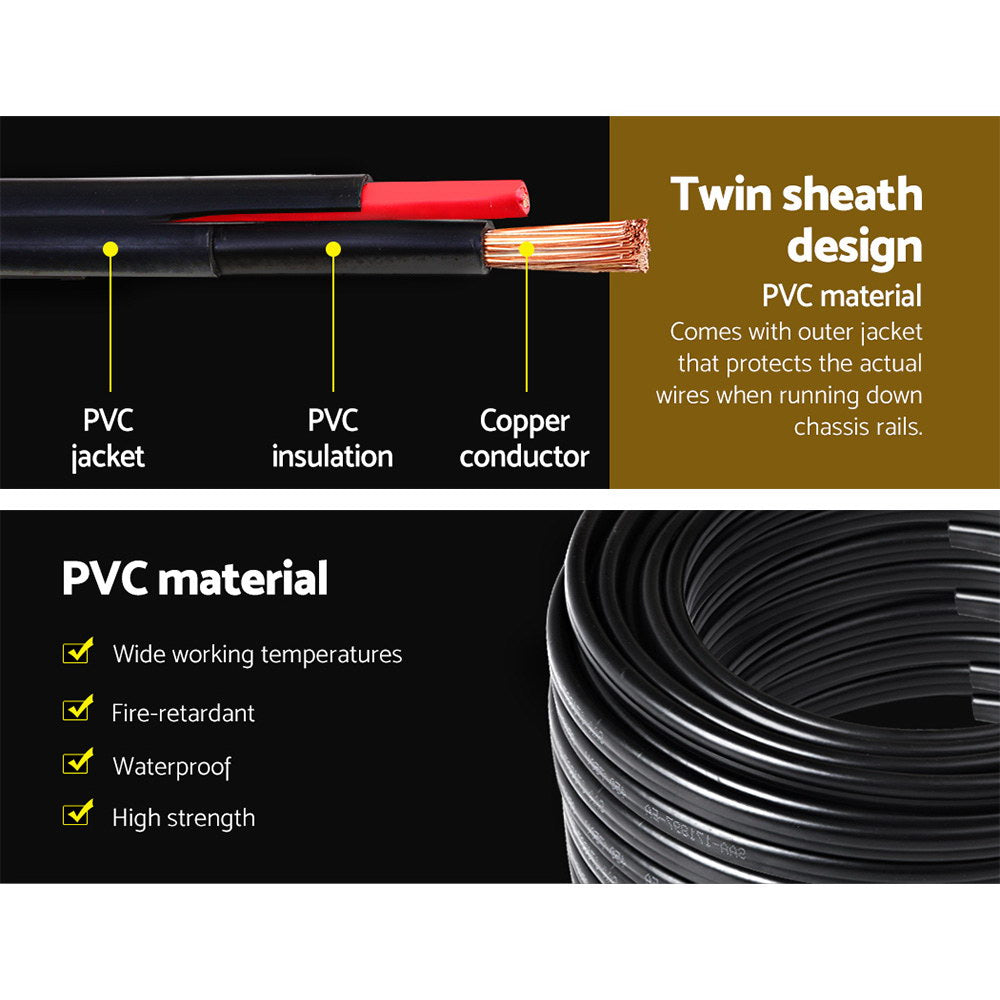 Giantz 4MM 30M Twin Core Wire Electrical Cable Extension Car 450V 2 Sheath