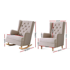 Artiss Rocking Chair Armchair Linen Fabric Beige Gaia