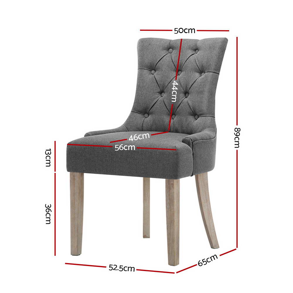 Artiss Dining Chairs Set of 2 Linen French Provincial Grey
