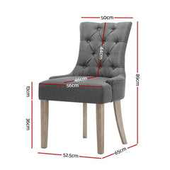 Artiss Dining Chairs Set of 2 Linen French Provincial Grey