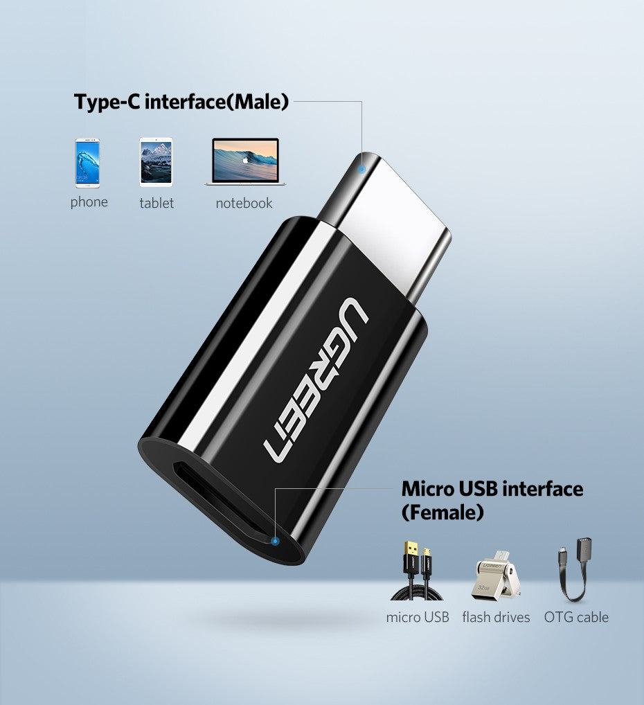 UGREEN USB 3.1 Type-C to Micro USB Adapter - Black (30865)