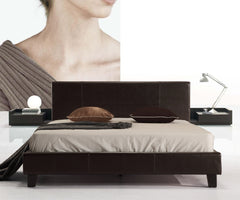 Double PU Leather Bed Frame Brown