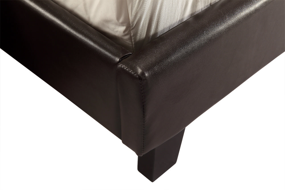 Double PU Leather Bed Frame Brown