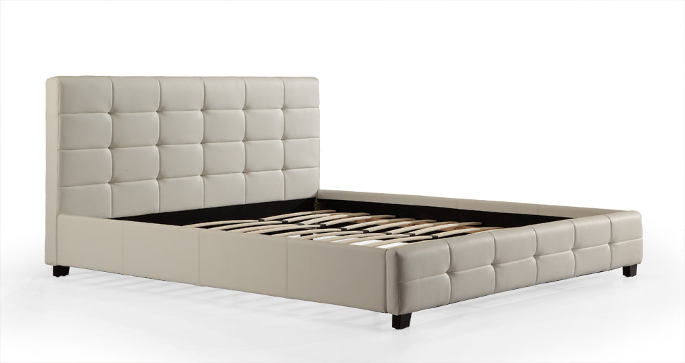 King PU Leather Deluxe Bed Frame White