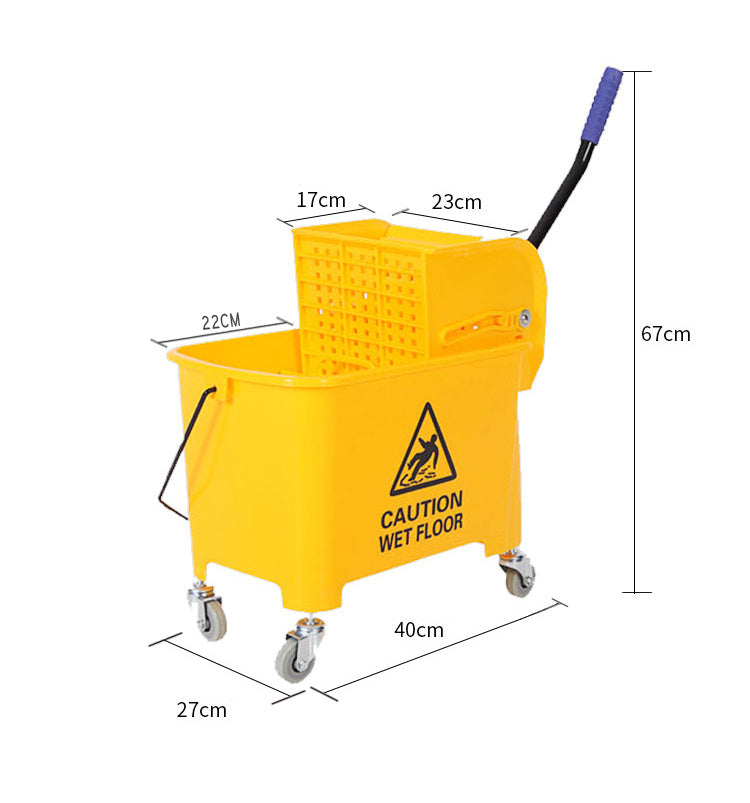 20L Deluxe Mop Wringer Bucket Side Press Janitor Commercial Cleaning