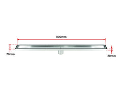 800mm Tile Insert Shower Bathroom Stainless Steel Grate Drain w/Centre outlet Floor Waste