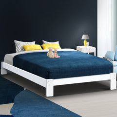 Artiss Bed Frame Queen Size Wooden White JADE