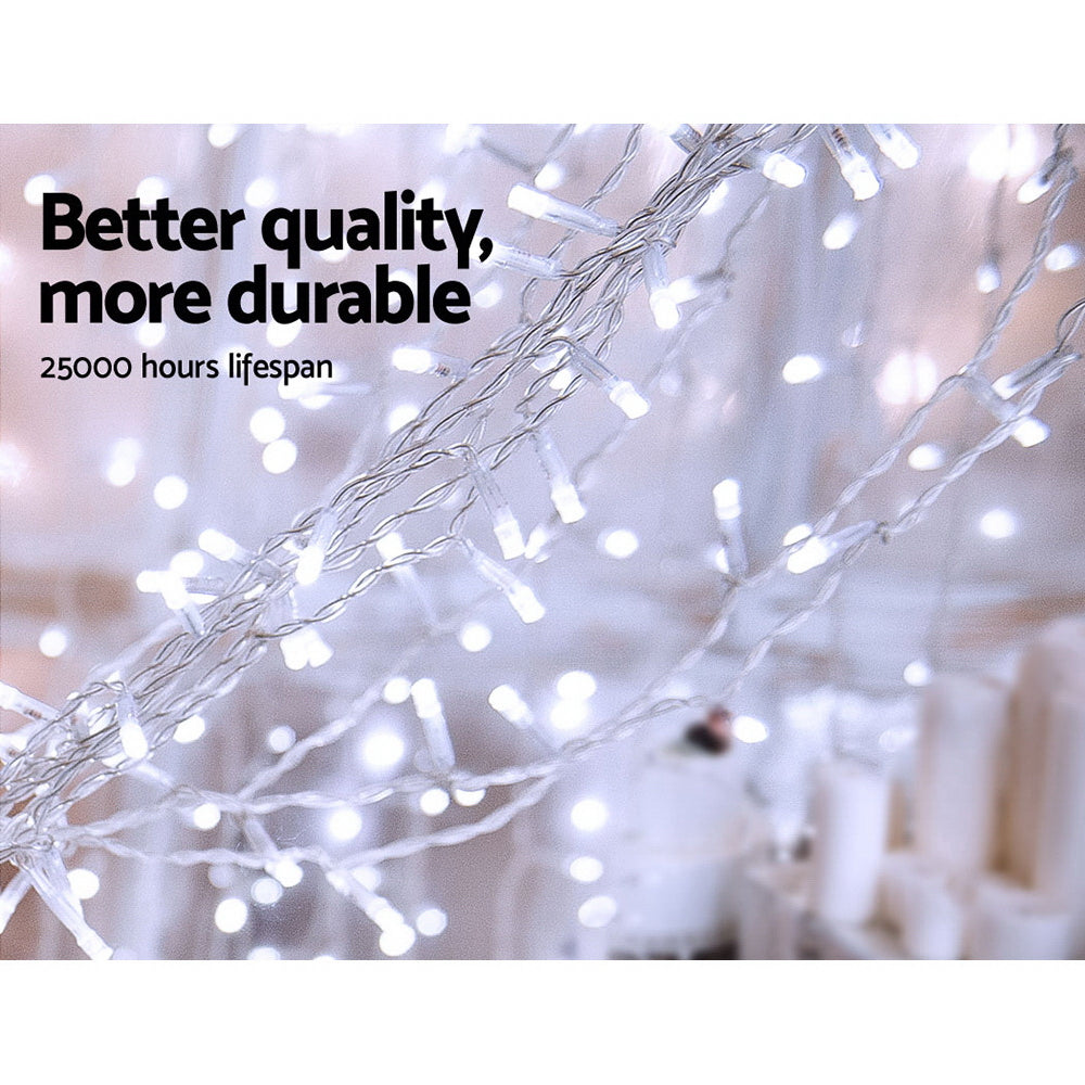 3X6M Christmas Lights Curtain Light Cool White 600 LED Jingle Jollys