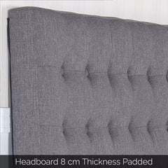 Bed Head Queen Charcoal Headboard Upholstery Fabric Tufted Buttons