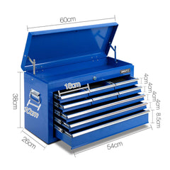 Giantz 9 Drawer Tool Box Cabinet Chest Toolbox Storage Garage Organiser Blue